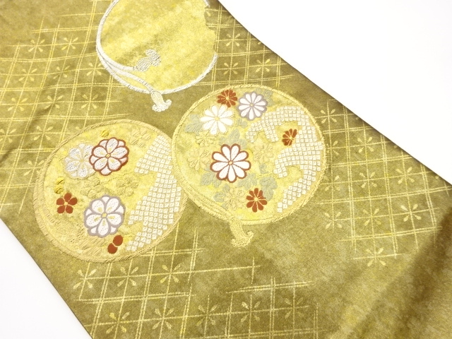 JAPANESE KIMONO / MARUBUN / FLOWERS / DEER PATTERNS BRONZE FOIL BRAIDE